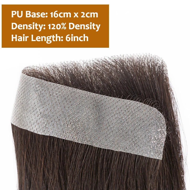 Men Forehead Hairline Toupee 100% Human Hair Skin PU Frontal Hair Patch