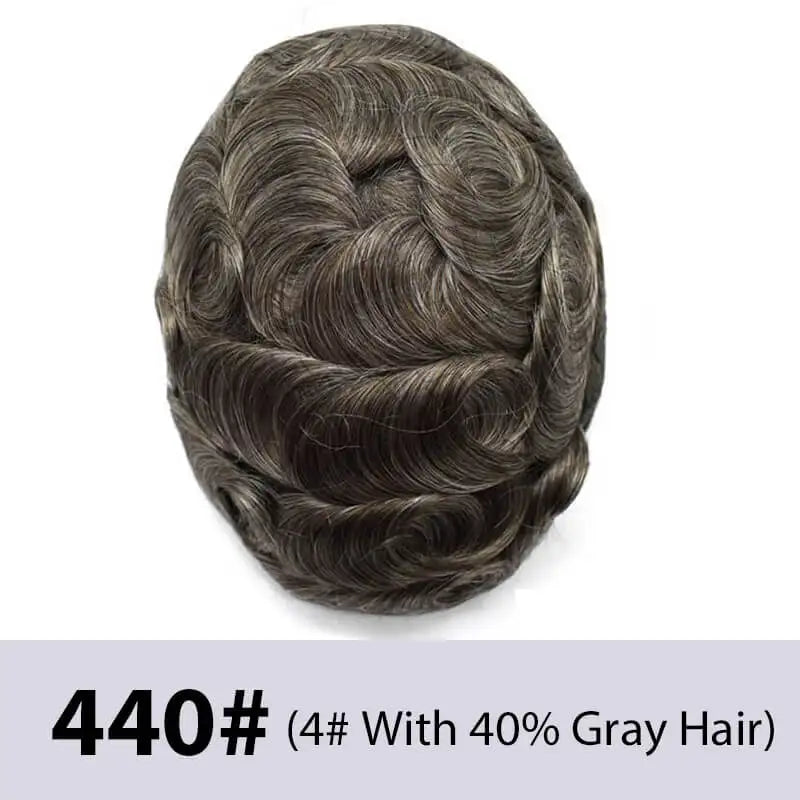 Men's Toupee Mono & Pu With Swiss Lace Front Natural Human Hair Wigs For Men