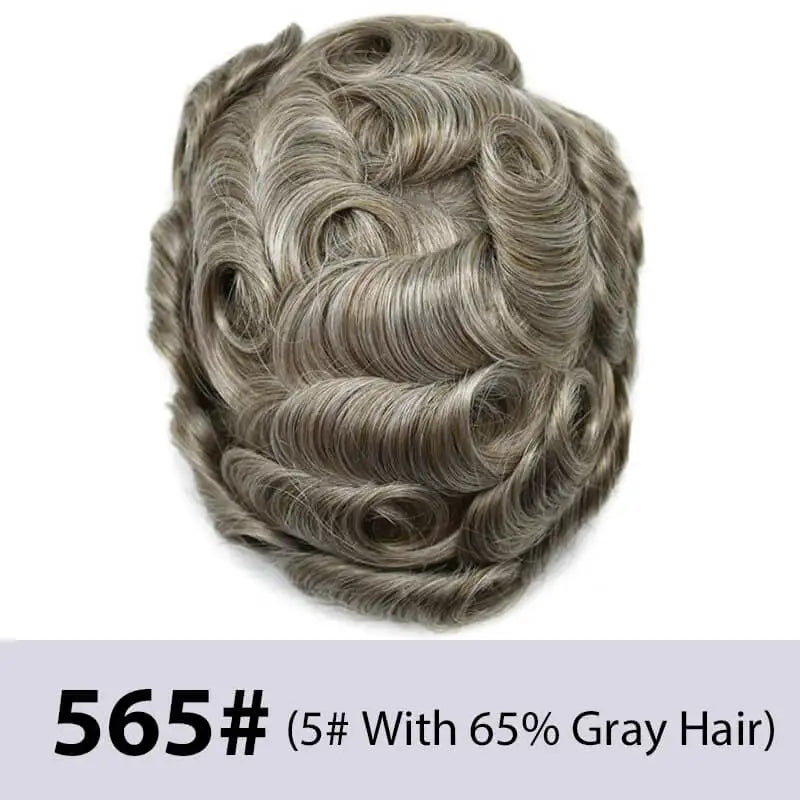 Men's Toupee Mono & Pu With Swiss Lace Front Natural Human Hair Wigs For Men
