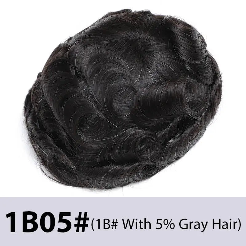 Toupee With Clips French Lace & PU Base Clip-On Men's Wigs Replacement Natural Human Hair Systems