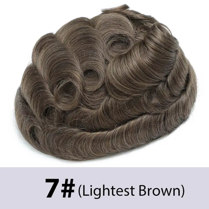 Men's Toupee Mono & Pu With Swiss Lace Front Natural Human Hair Wigs For Men