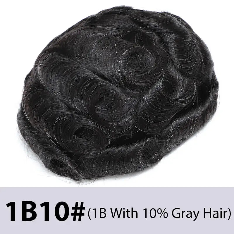 Men's Toupee Mono & Pu With Swiss Lace Front Natural Human Hair Wigs For Men