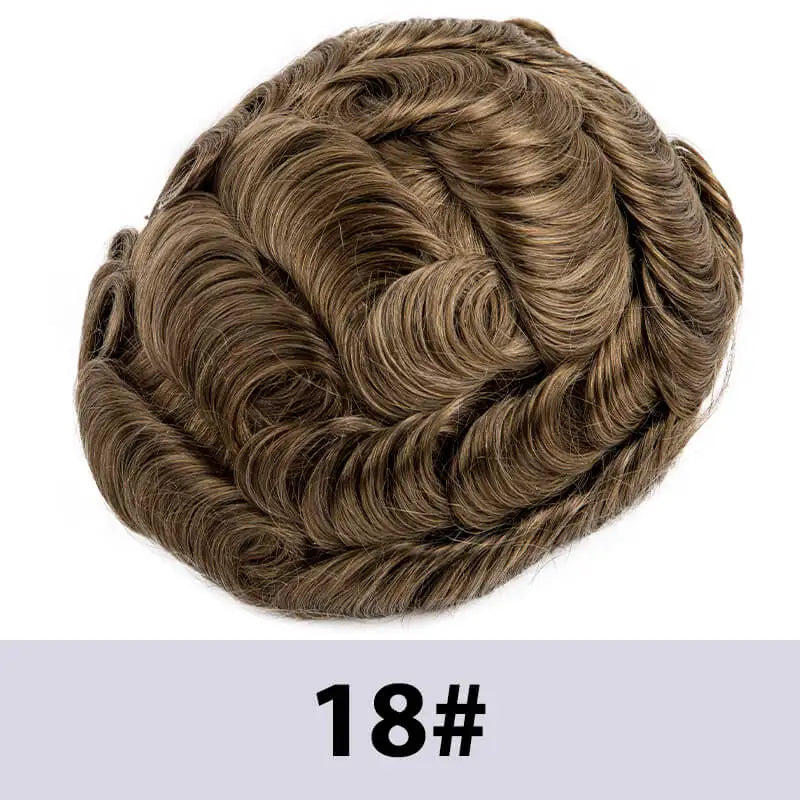 Men's Toupee Mono & Pu With Swiss Lace Front Natural Human Hair Wigs For Men