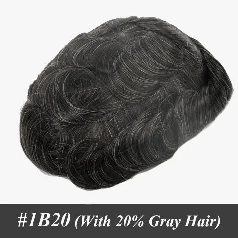 Mono & Pu Male Hair Prosthesis Breathable Men's Toupee 100% Human Hair Wig