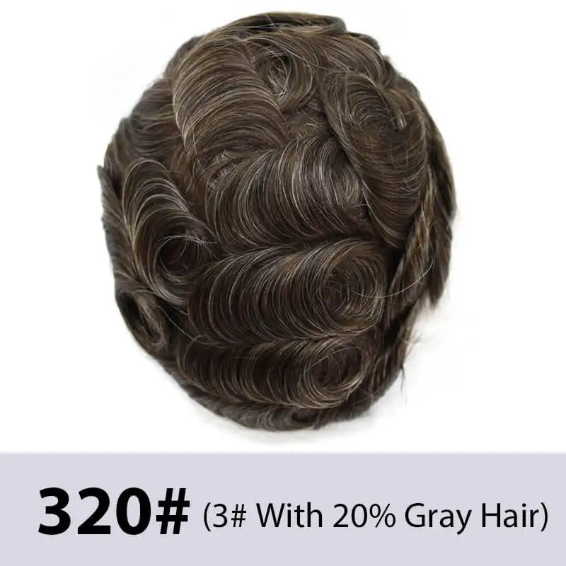 Men's Toupee Mono & Pu With Swiss Lace Front Natural Human Hair Wigs For Men