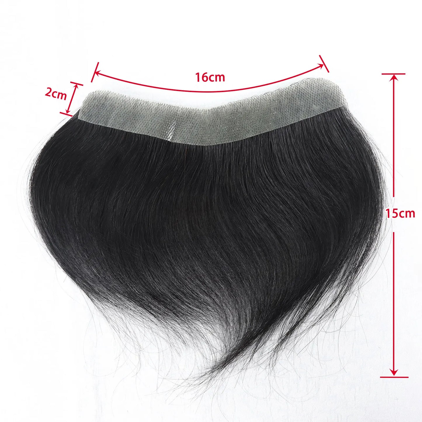 Dark Brown Human Hair Toupee Men Forehead Hairpiece Patch V Looped Invisible Seamless