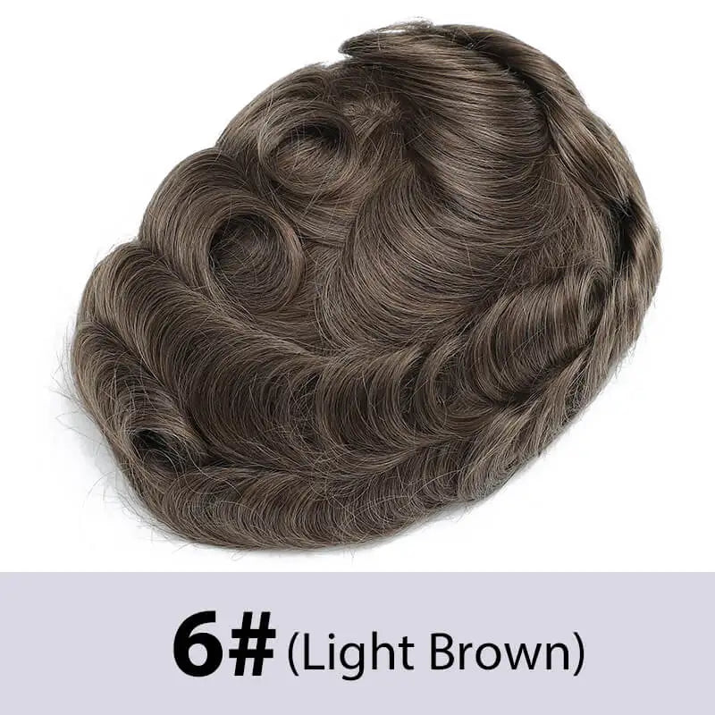Men's Toupee Mono & Pu With Swiss Lace Front Natural Human Hair Wigs For Men