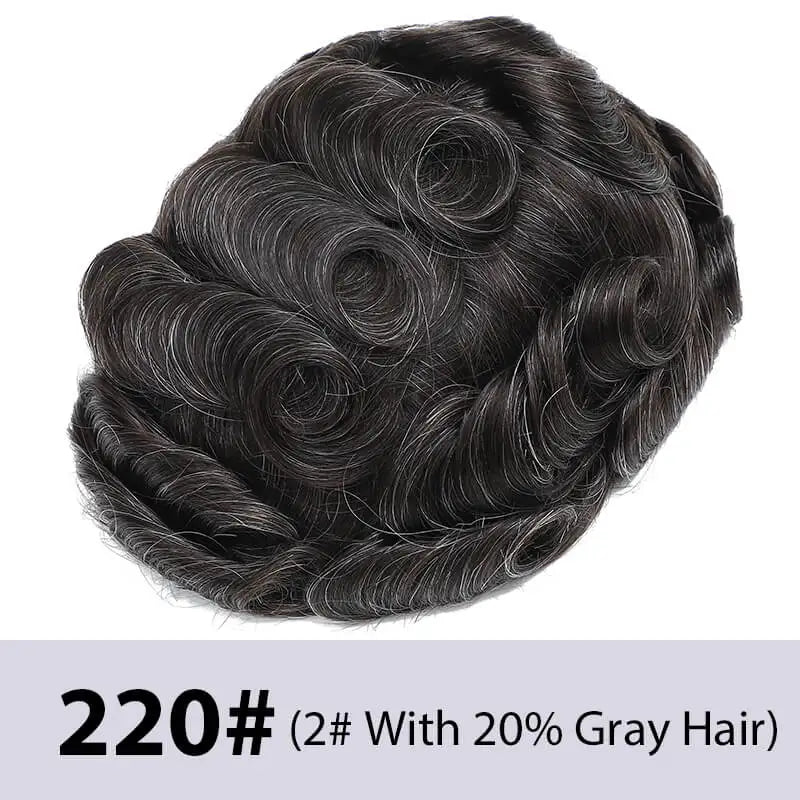 Men's Toupee Mono & Pu With Swiss Lace Front Natural Human Hair Wigs For Men