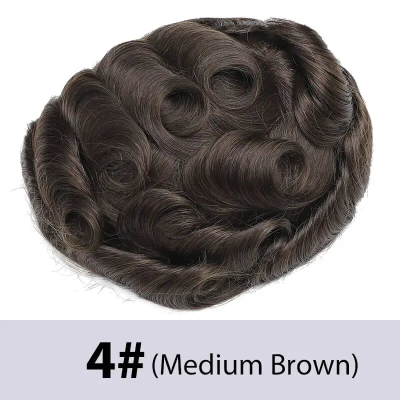 Men's Toupee Mono & Pu With Swiss Lace Front Natural Human Hair Wigs For Men