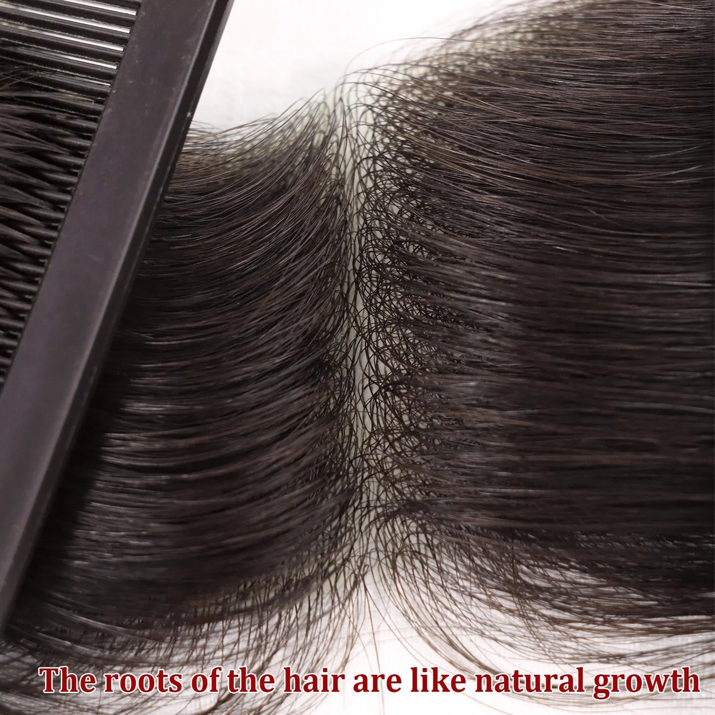 Dark Brown Human Hair Toupee Men Forehead Hairpiece Patch V Looped Invisible Seamless