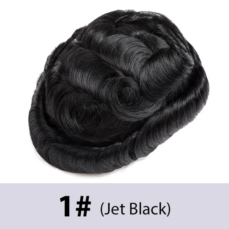 Men's Toupee Mono & Pu With Swiss Lace Front Natural Human Hair Wigs For Men