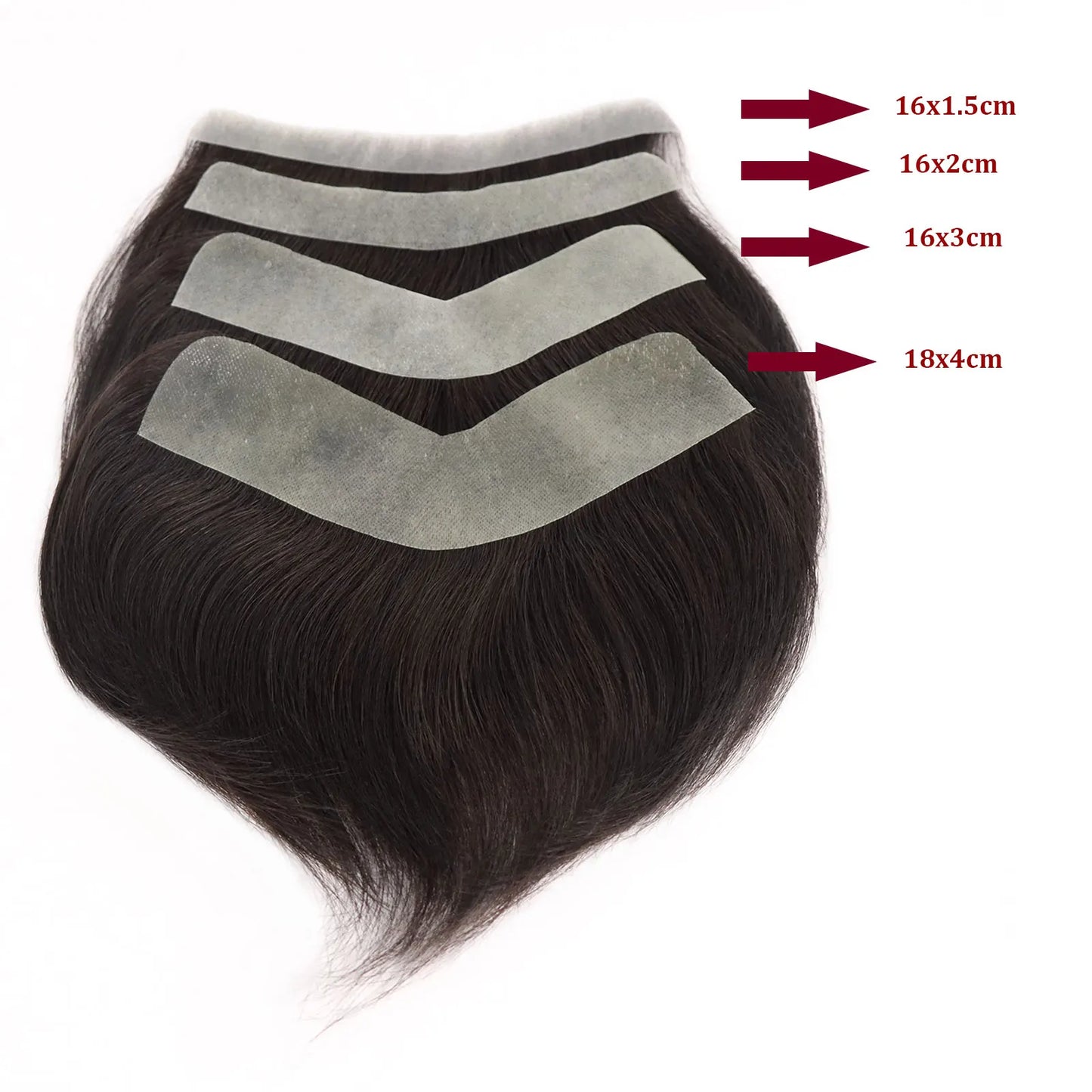 Dark Brown Human Hair Toupee Men Forehead Hairpiece Patch V Looped Invisible Seamless