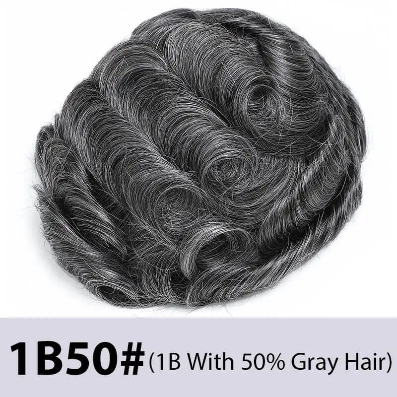 Men's Toupee Mono & Pu With Swiss Lace Front Natural Human Hair Wigs For Men