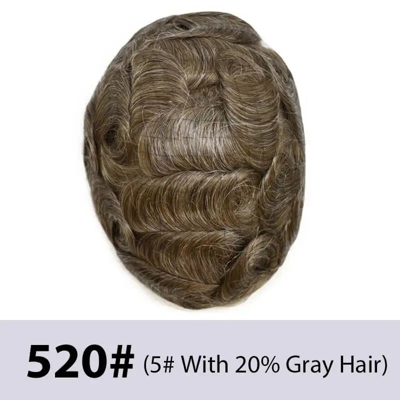 Men's Toupee Mono & Pu With Swiss Lace Front Natural Human Hair Wigs For Men