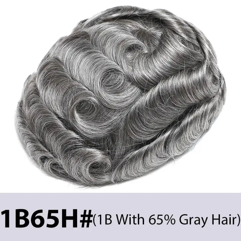Men's Toupee Mono & Pu With Swiss Lace Front Natural Human Hair Wigs For Men