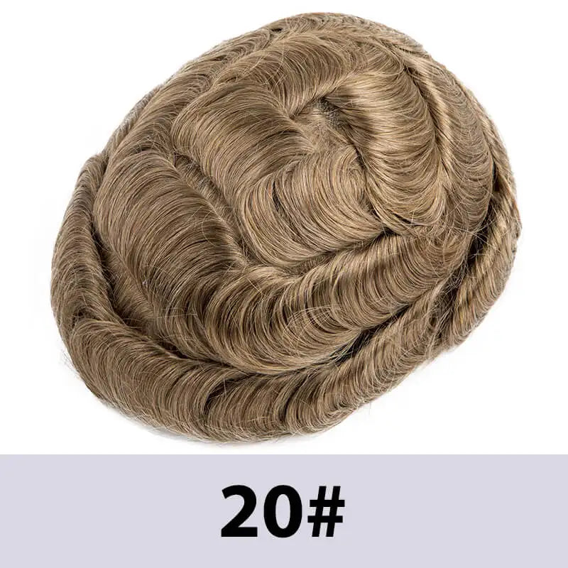 Men's Toupee Mono & Pu With Swiss Lace Front Natural Human Hair Wigs For Men