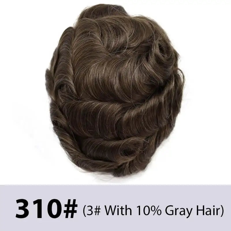 Men's Toupee Mono & Pu With Swiss Lace Front Natural Human Hair Wigs For Men