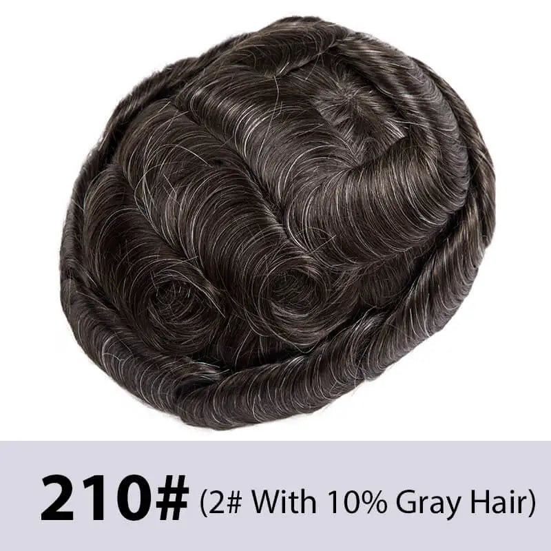 Men's Toupee Mono & Pu With Swiss Lace Front Natural Human Hair Wigs For Men