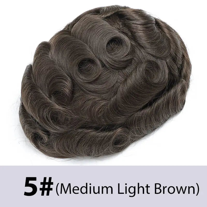 Toupee With Clips French Lace & PU Base Clip-On Men's Wigs Replacement Natural Human Hair Systems