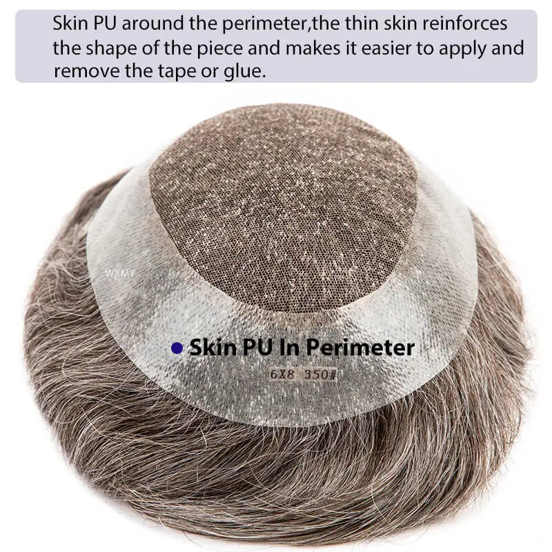 Swiss Lace With Skin Around Toupee Men Natural Human Hair Men's Wigs Systems