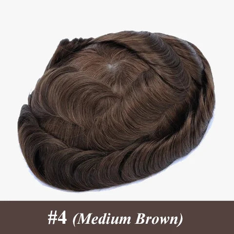 Mono & Pu Male Hair Prosthesis Breathable Men's Toupee 100% Human Hair Wig