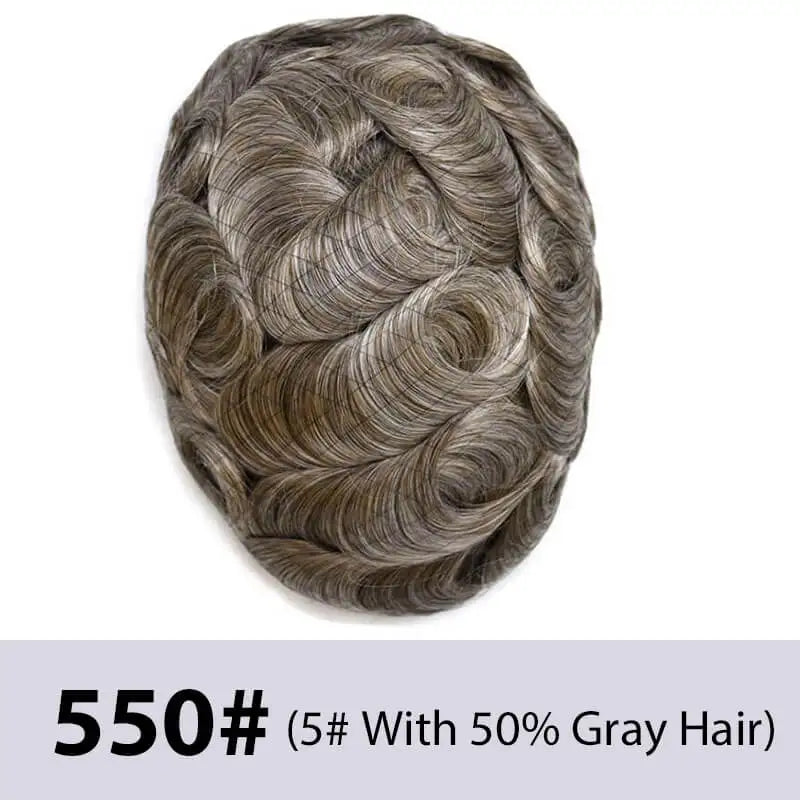 Men's Toupee Mono & Pu With Swiss Lace Front Natural Human Hair Wigs For Men