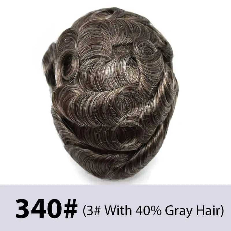 Men's Toupee Mono & Pu With Swiss Lace Front Natural Human Hair Wigs For Men
