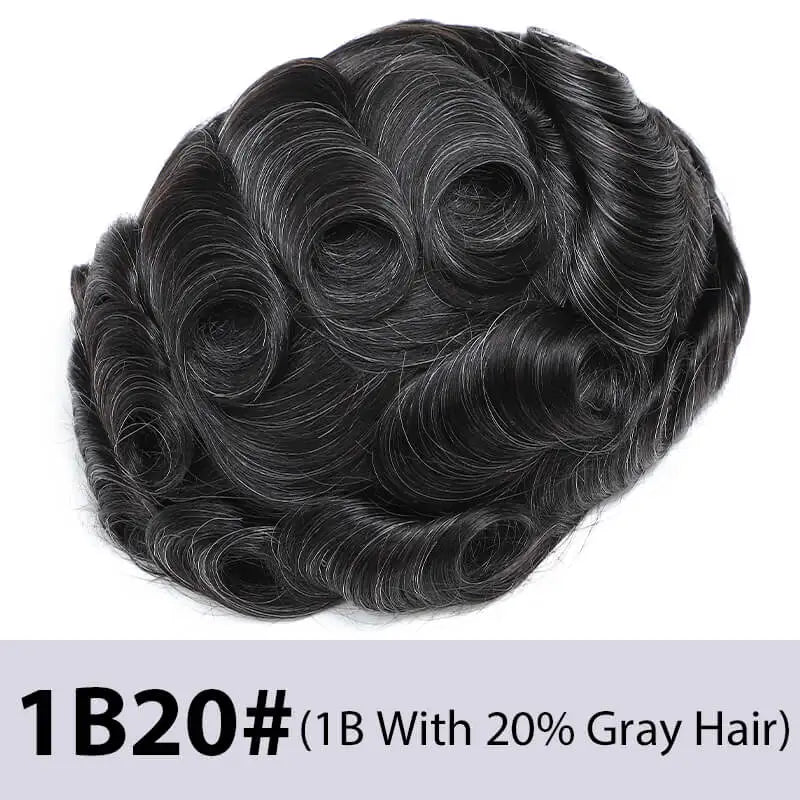 Men's Toupee Mono & Pu With Swiss Lace Front Natural Human Hair Wigs For Men
