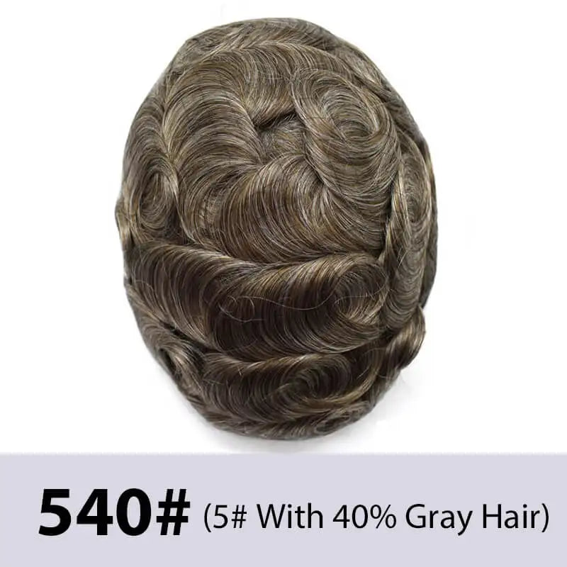 Swiss Lace With Skin Around Toupee Men Natural Human Hair Men's Wigs Systems