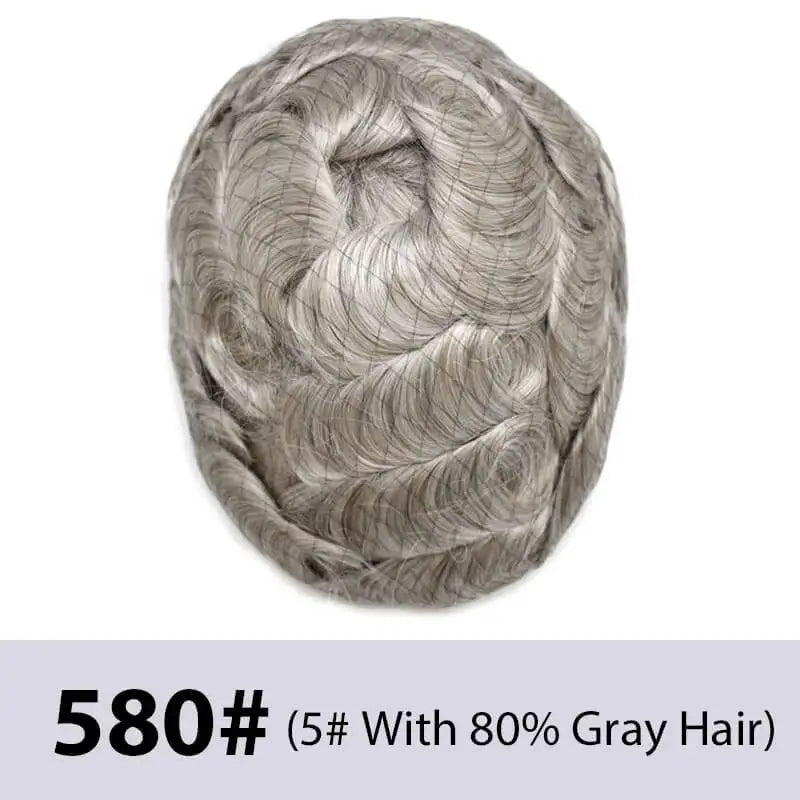 Men's Toupee Mono & Pu With Swiss Lace Front Natural Human Hair Wigs For Men
