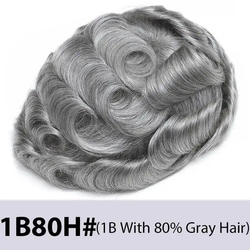 Men's Toupee Mono & Pu With Swiss Lace Front Natural Human Hair Wigs For Men