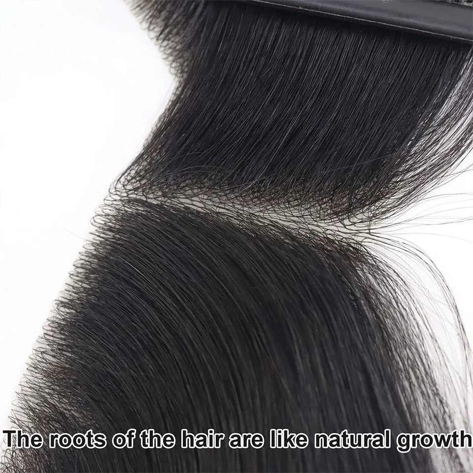 Dark Brown Human Hair Toupee Men Forehead Hairpiece Patch V Looped Invisible Seamless