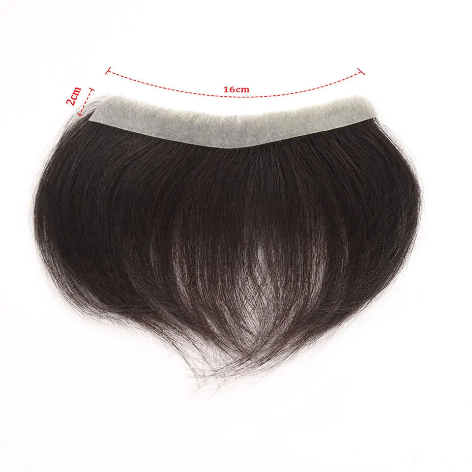 Dark Brown Human Hair Toupee Men Forehead Hairpiece Patch V Looped Invisible Seamless