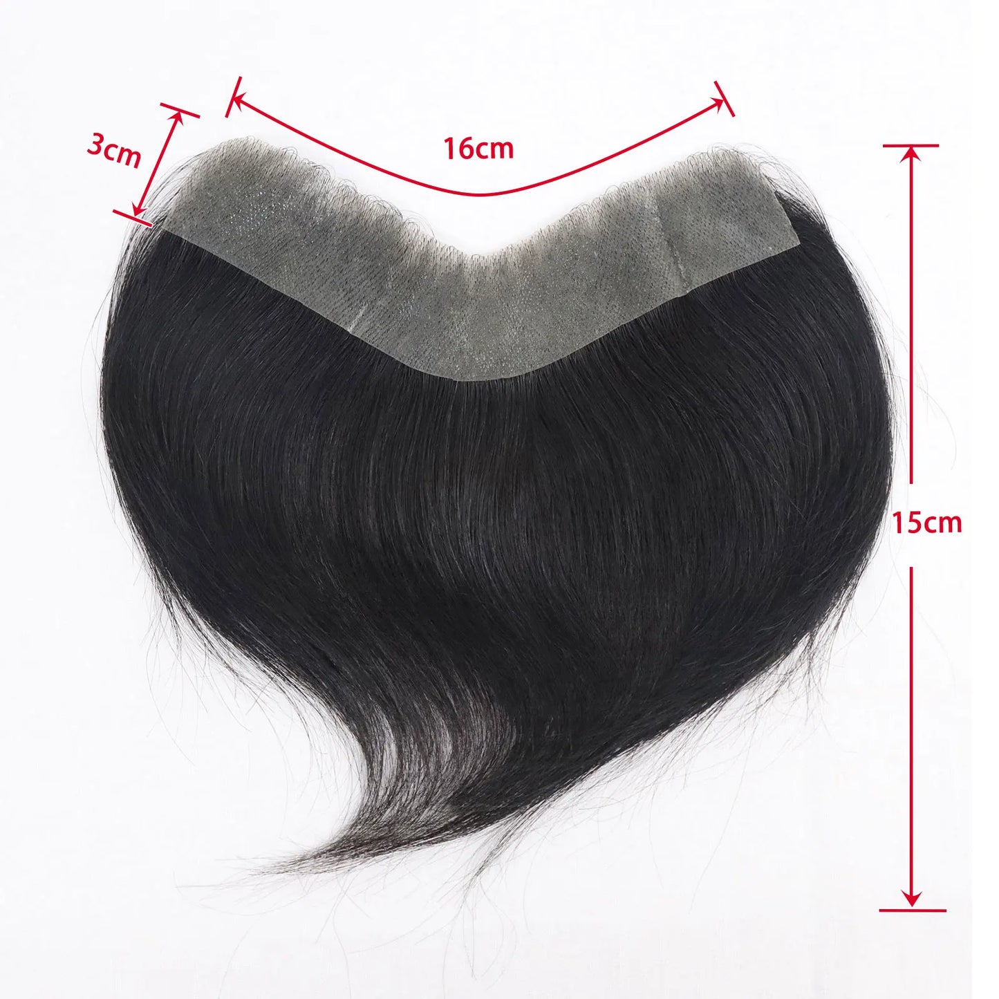 Dark Brown Human Hair Toupee Men Forehead Hairpiece Patch V Looped Invisible Seamless