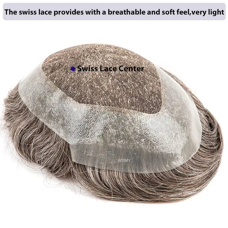 Swiss Lace With Skin Around Toupee Men Natural Human Hair Men's Wigs Systems