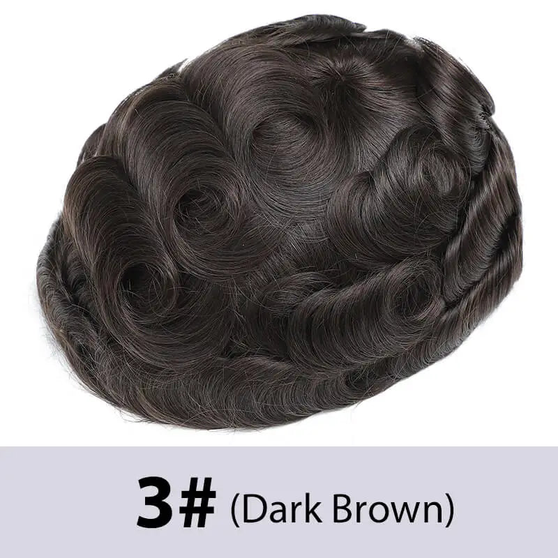 Men's Toupee Mono & Pu With Swiss Lace Front Natural Human Hair Wigs For Men