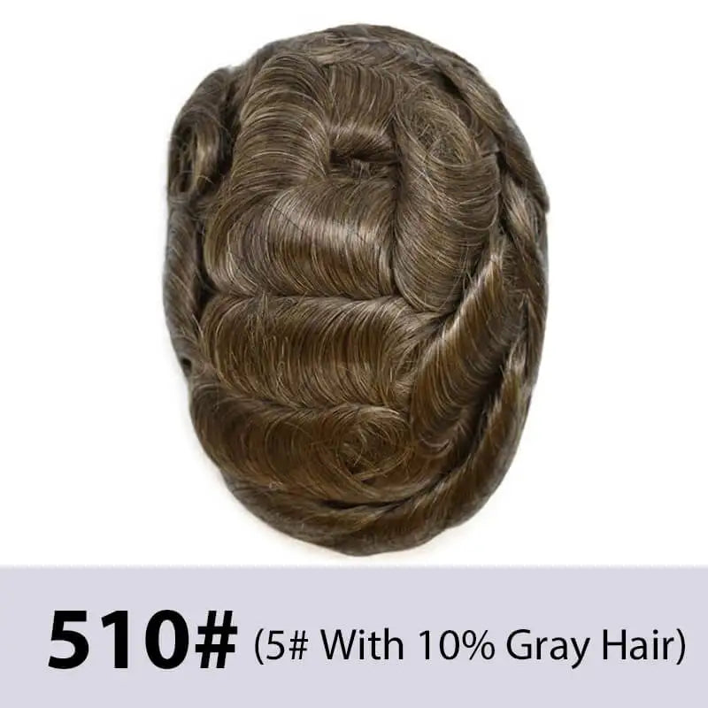 Men's Toupee Mono & Pu With Swiss Lace Front Natural Human Hair Wigs For Men