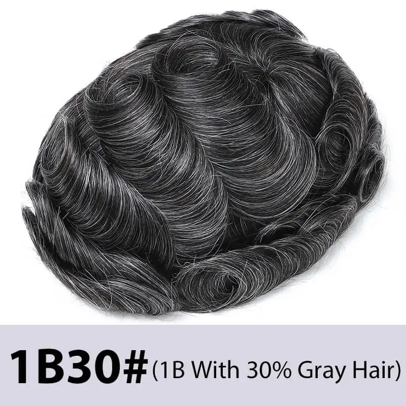 Men's Toupee Mono & Pu With Swiss Lace Front Natural Human Hair Wigs For Men