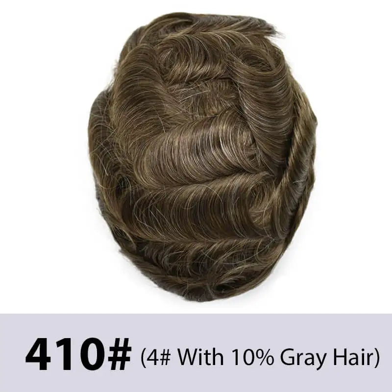 Men's Toupee Mono & Pu With Swiss Lace Front Natural Human Hair Wigs For Men