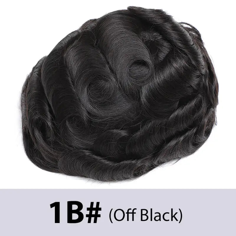 Men's Toupee Mono & Pu With Swiss Lace Front Natural Human Hair Wigs For Men