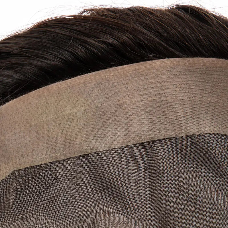 French Lace Hair System for Men PU Coated Mens Hairpiece Center Lace Human Toupee for Men