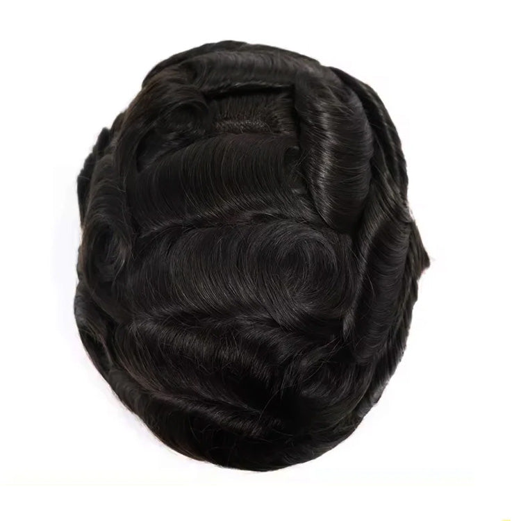 6*9 inches #1 Black Thin Skin French Lace Mono Men's Human Hair System