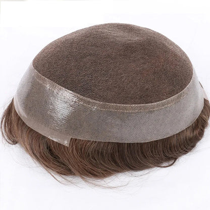 #18 Ash Blonde Brown Full French Lace Poly European Real Human Men’s Toupee