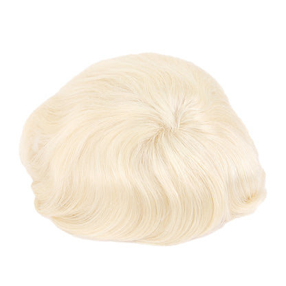 #60 Platinum Blonde Hair Replacement System Hairpieces 8"x10" Base Size for Men