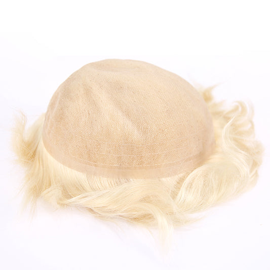 #60 Platinum Blonde Hair Replacement System Hairpieces 8"x10" Base Size for Men
