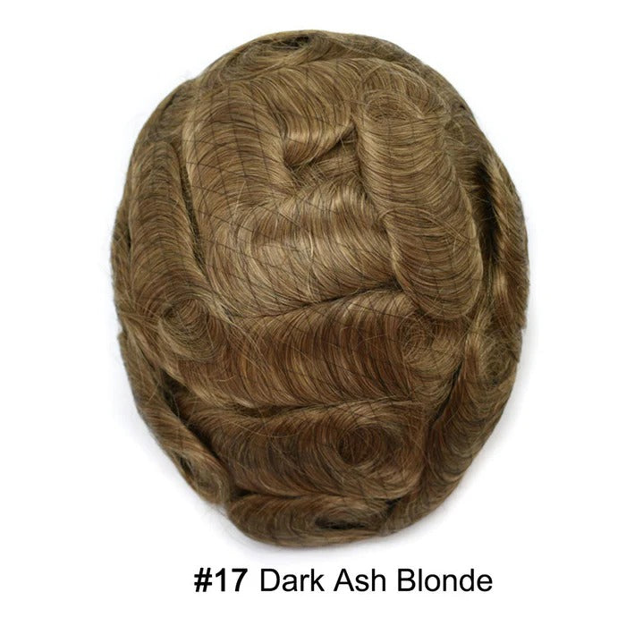 French Lace Hair System for Men PU Coated Mens Hairpiece Center Lace Human Toupee for Men