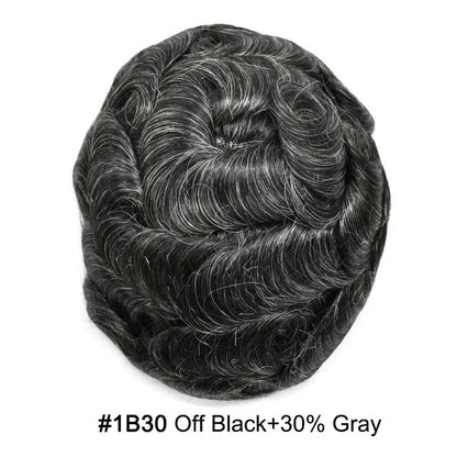 French Lace Hair System for Men PU Coated Mens Hairpiece Center Lace Human Toupee for Men