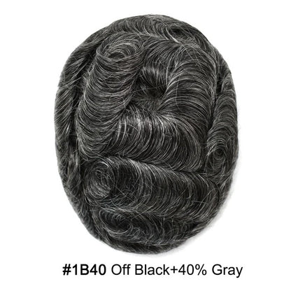 French Lace Hair System for Men PU Coated Mens Hairpiece Center Lace Human Toupee for Men