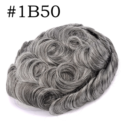 0.02-0.04mm Full PU Ultra Thin Skin Men Toupee Male Short Wave Human Hair Mens Wigs Replacement Systems