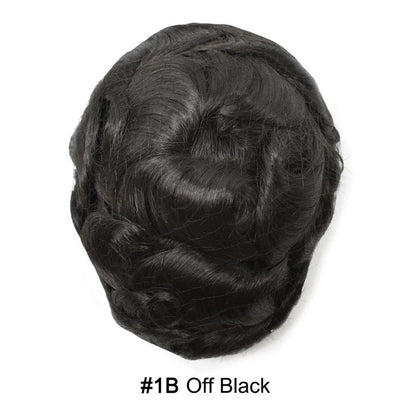 French Lace Hair System for Men PU Coated Mens Hairpiece Center Lace Human Toupee for Men